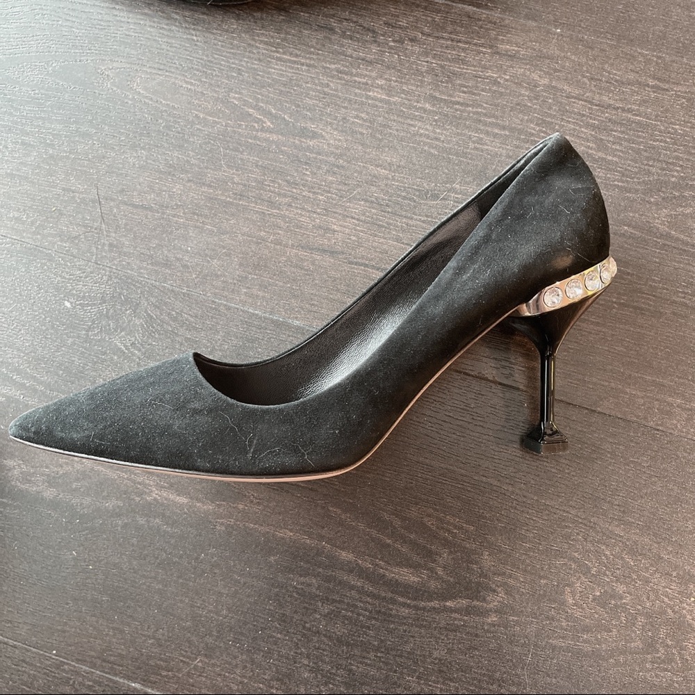 Miu Miu Crystals Black Suede Heels